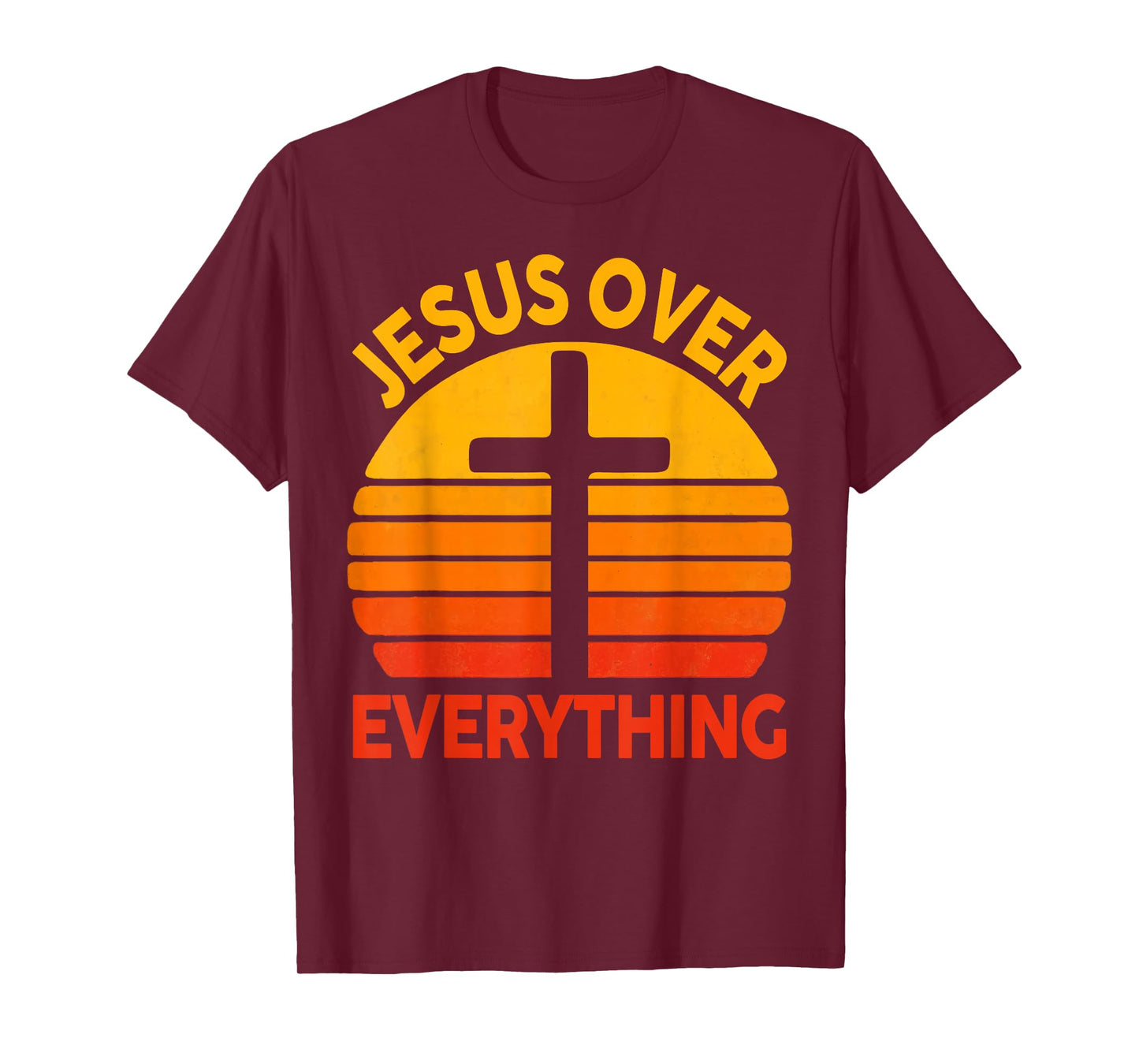 Jesus Over Everything Cross Christian Vintage Faith Based T-Shirt