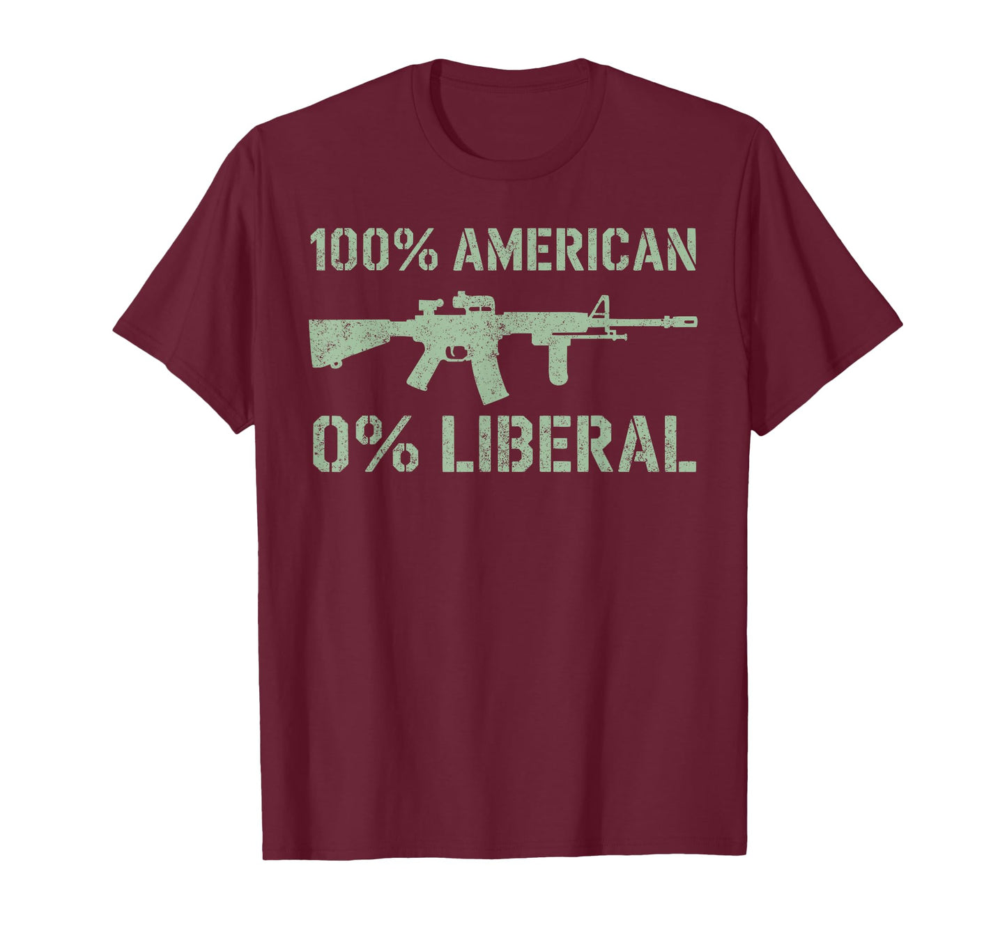 100% American 0% Liberal Patriotic Veterans Military USA T-Shirt