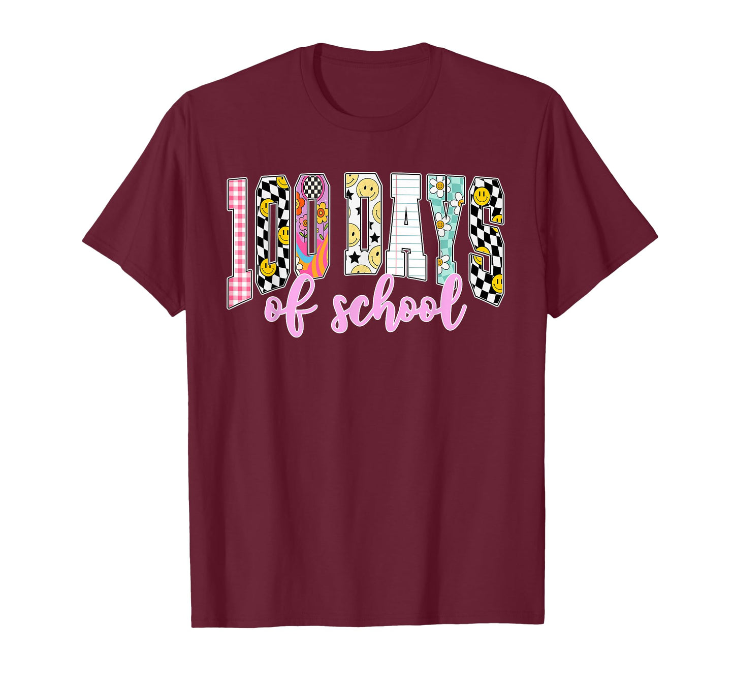 Happy 100 Days of School Student Teacher Kids Groovy Retro T-Shirt