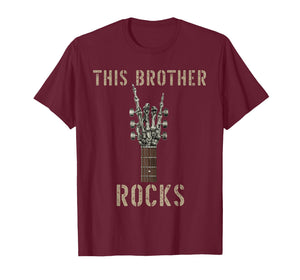 This Brother Rocks Skeleton Hand Rock Music Band Guitar T-Shirt