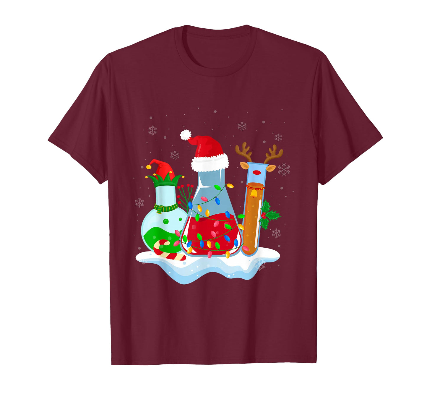 Chemical Laboratory Bottles Santa Reindeer Elf Christmas T-Shirt