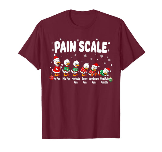 Pain Scale Cute Duck Christmas Nurse Triage Pain Assessment T-Shirt