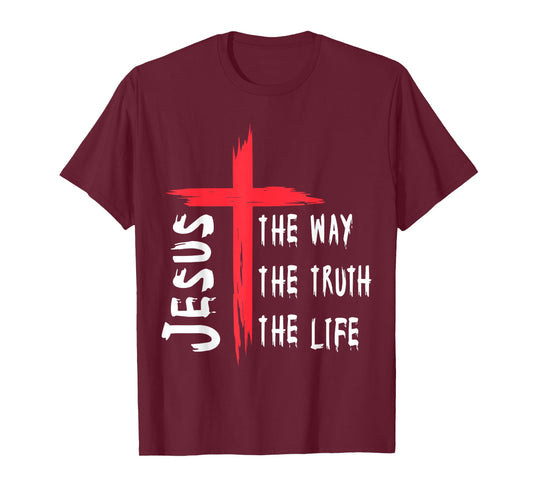 Jesus The Way The Truth The Life Christian Cross T-Shirt