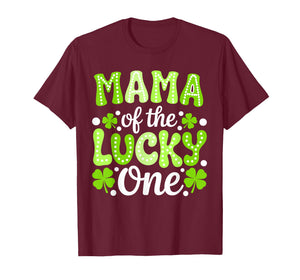 Mama of The Lucky One First Birthday St Patrick's Day Groovy T-Shirt