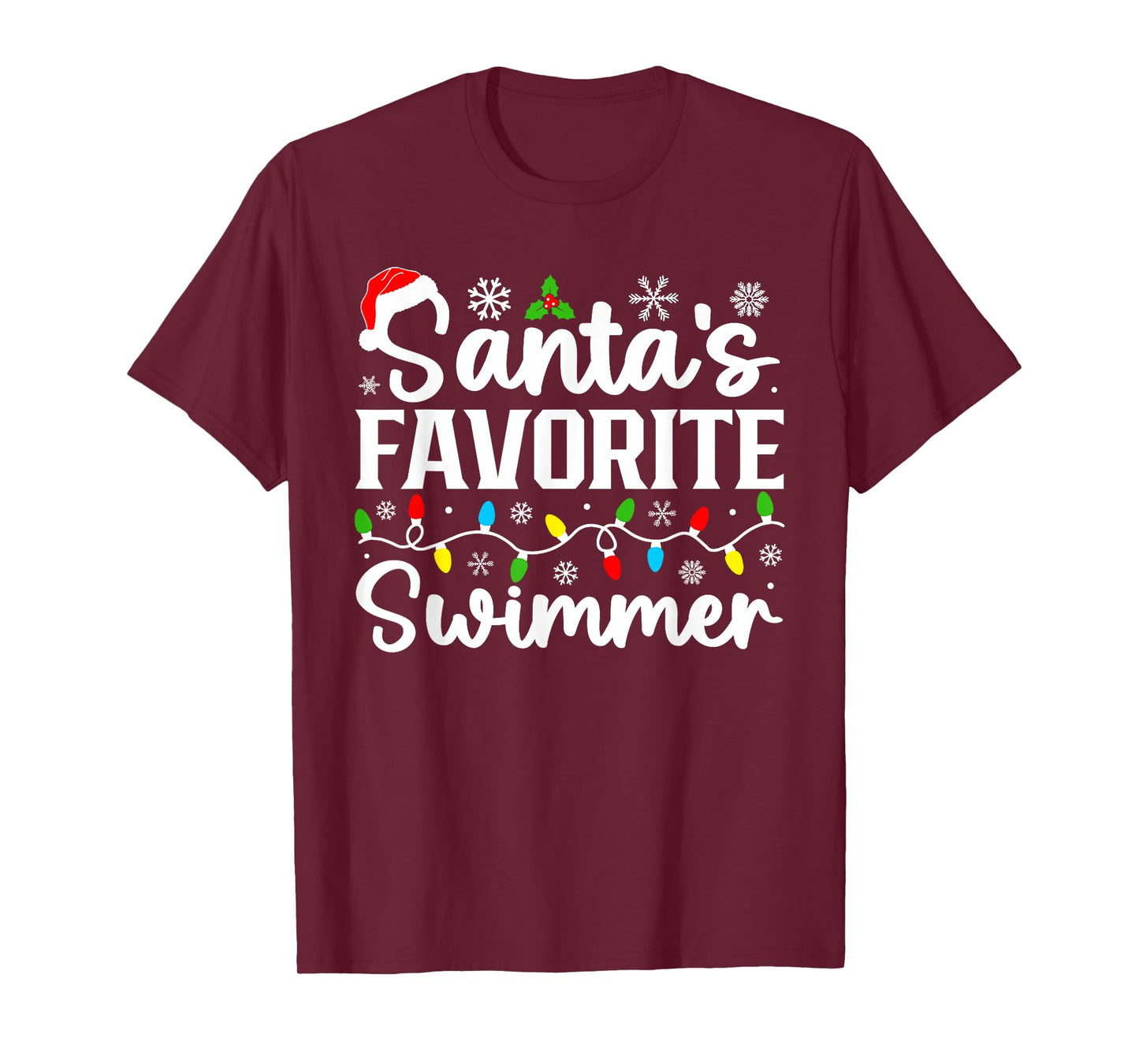 Santa's Favorite Swimmer Funny Christmas Family Matching T-Shirt