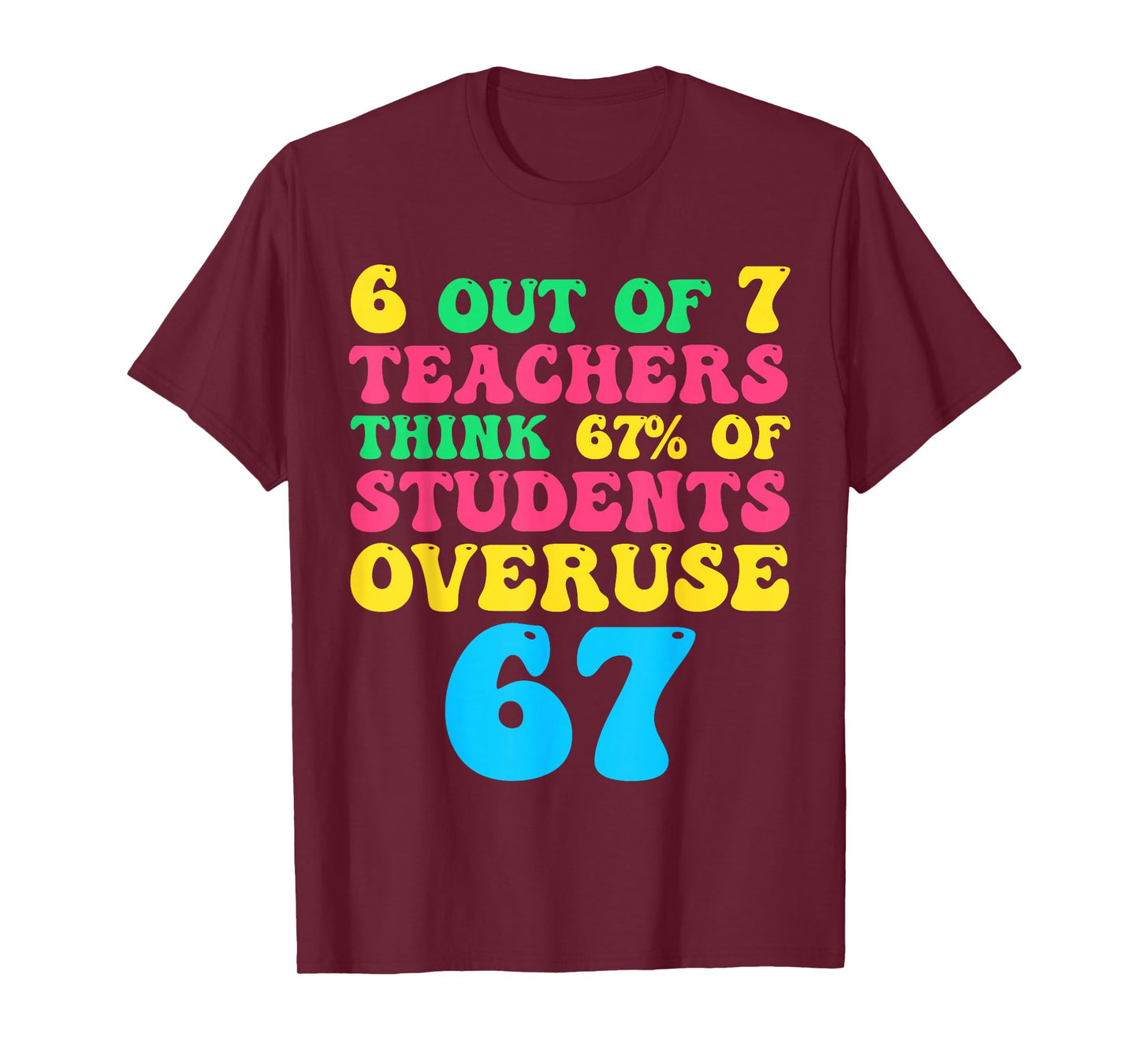 Funny Math Teacher 6 7 Overuse 67 Six Seven Gen Alpha Meme T-Shirt