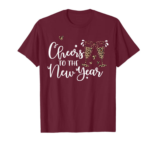 Cheers to The New Year 2026 Leopard Champagne Happy New Year T-Shirt