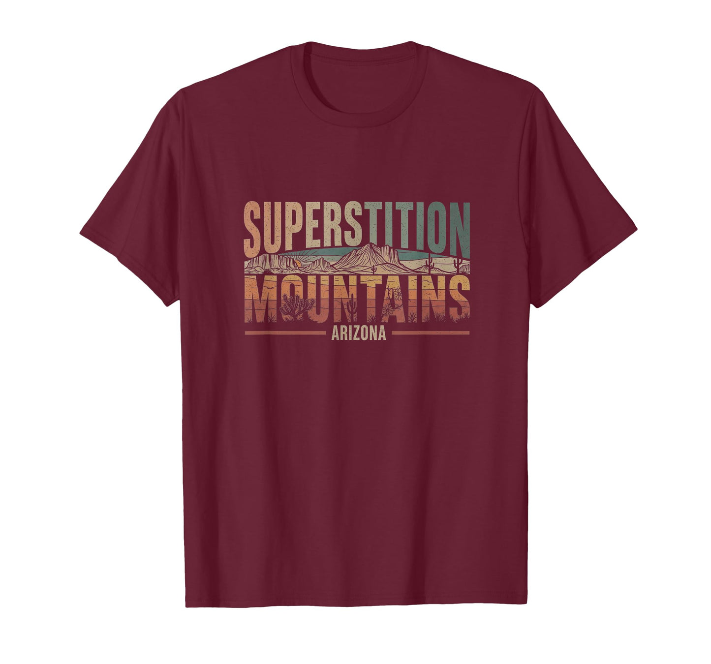 Retro Superstition Mountains Arizona Drawing Art Design T-Shirt