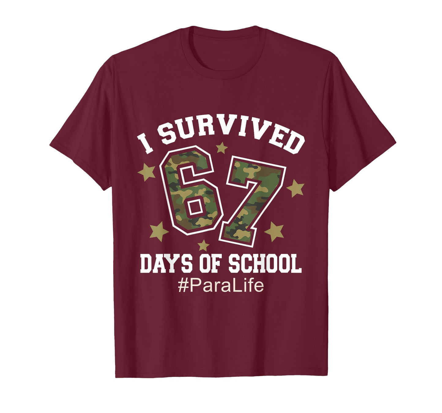 I Survived 67 Days of School Camo 6 7 Meme para Life T-Shirt