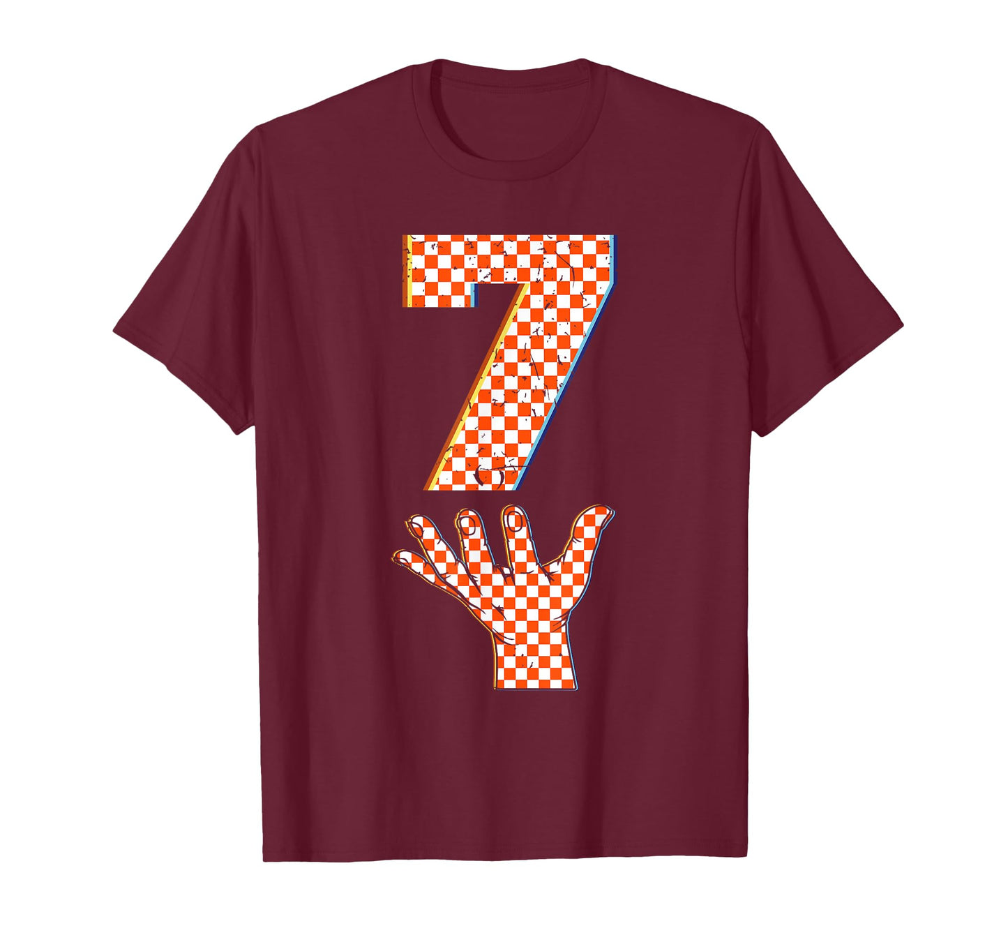 Number 7 Matching 67 Meme Checkered Halloween Costume Kids T-Shirt