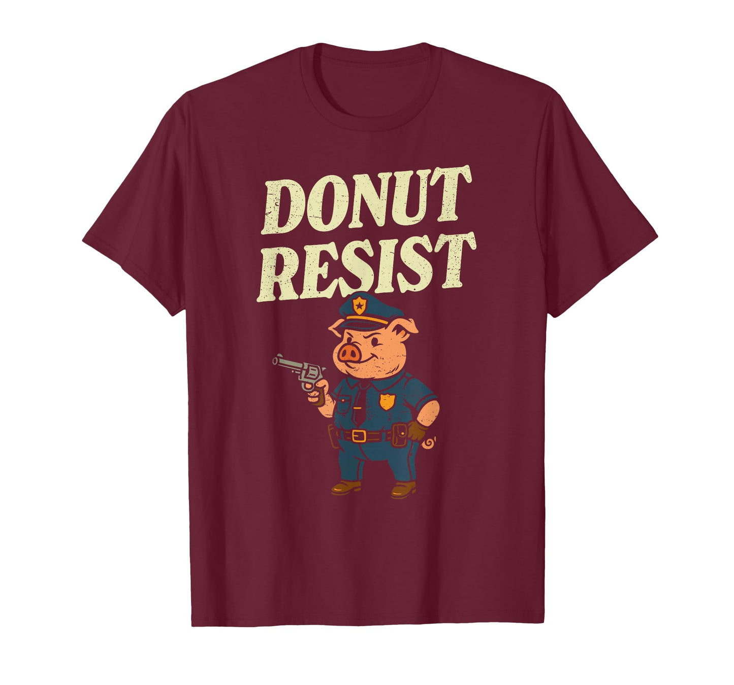 Pig Cop Donut Resist Funny Police Officer T-Shirt