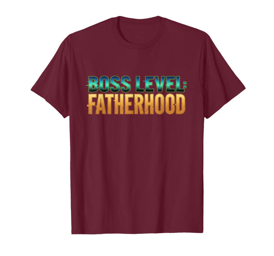 Gamer Dad Boss Level Fatherhood Funny Gaming Quote Design T-Shirt