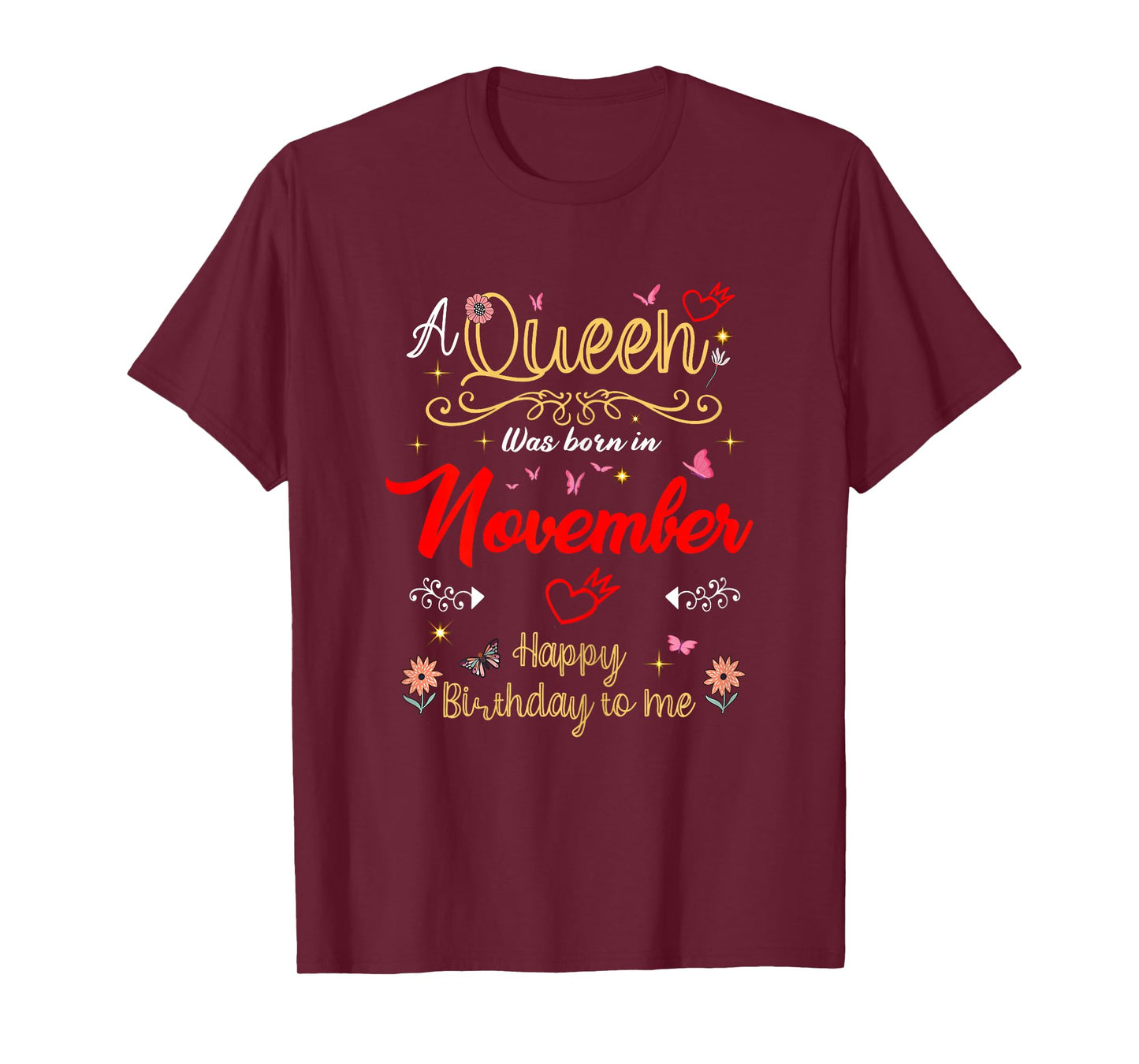 November Birhtday A Queen was Born in November Girl Women T-Shirt