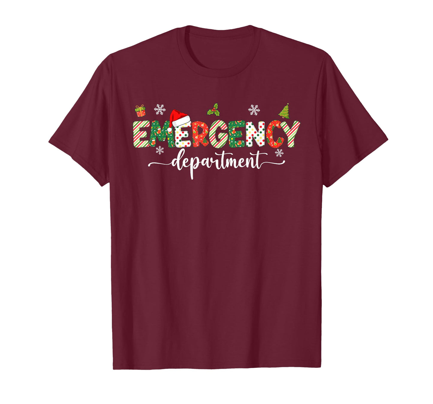 Groovy Emergency Department Christmas RN ED ER Tech Nurse T-Shirt