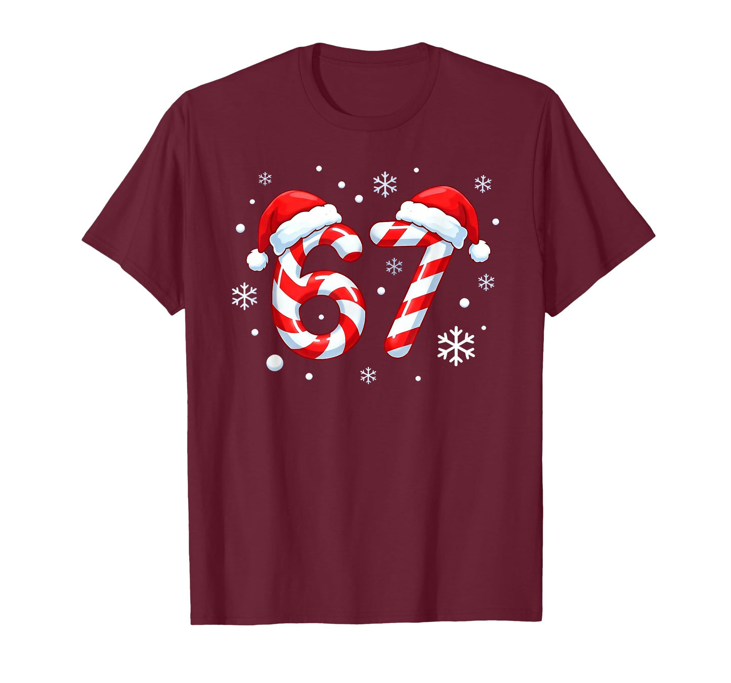 Viral 67 Candy Cane Six Seven Meme Santa Holiday Kids Humor T-Shirt