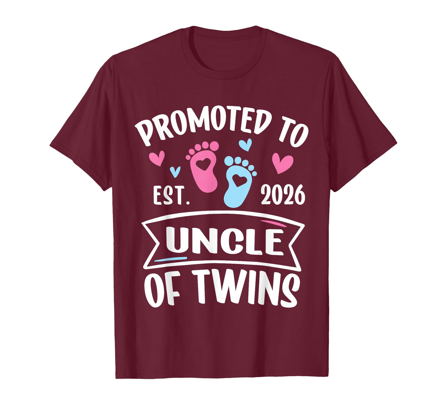 Promoted to Uncle of Twins Est 2026 Baby Gender Reveal T-Shirt