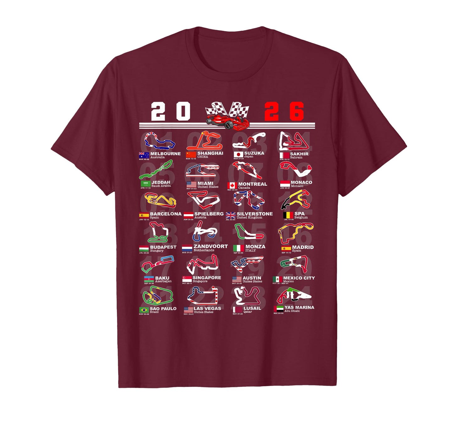 Race Car Enthusiast Motorsport Racing Fan World Flags T-Shirt