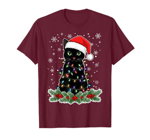 Christmas Black Cats Lover Santa Hat Funny Cat T-Shirt