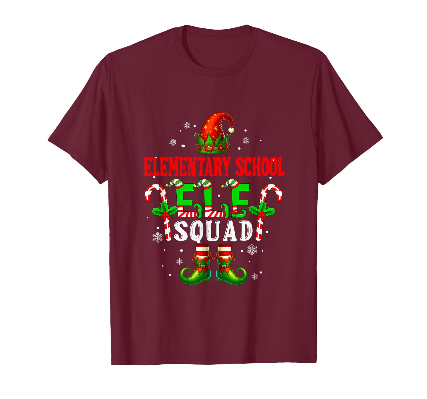 Elementary School Elf Squad Xmas Elf Hat Shoes Funny Job T-Shirt