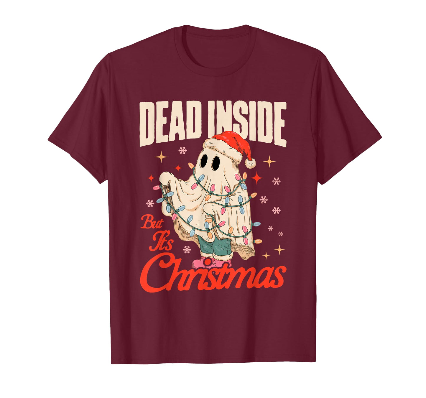 Dead Inside But It's Christmas Funny Christmas Ghost T-Shirt