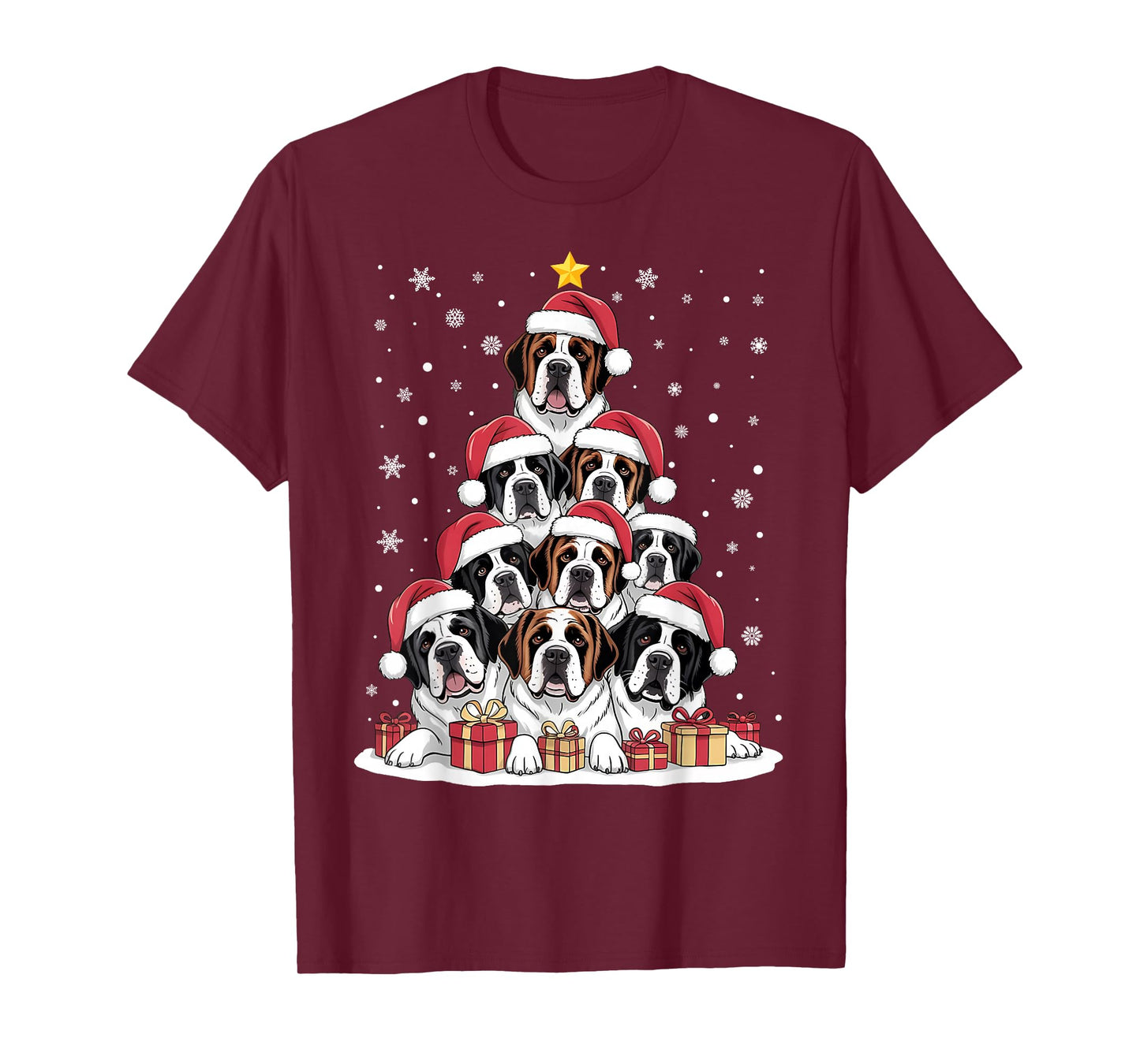 Saint Bernard Dog Christmas Tree Family Matching Xmas Pajama T-Shirt