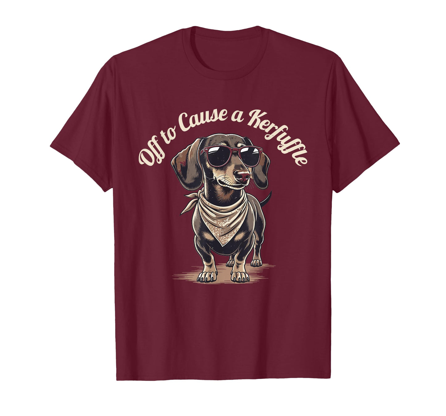 Funny Dachshund Off to Cause A Kerfuffle Retro Wiener Dog T-Shirt