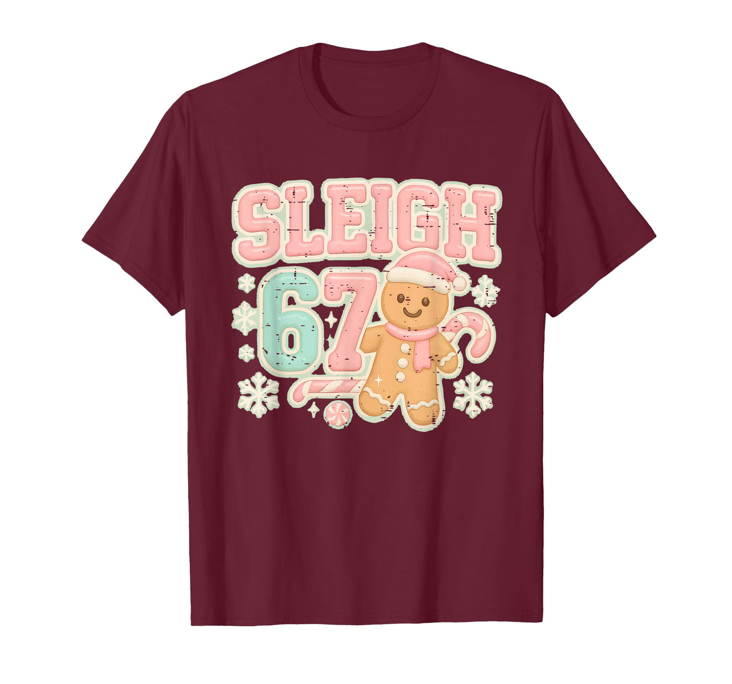 Retro Sleigh 67 Gingerbread Christmas Six Seven Meme 6 7 T-Shirt