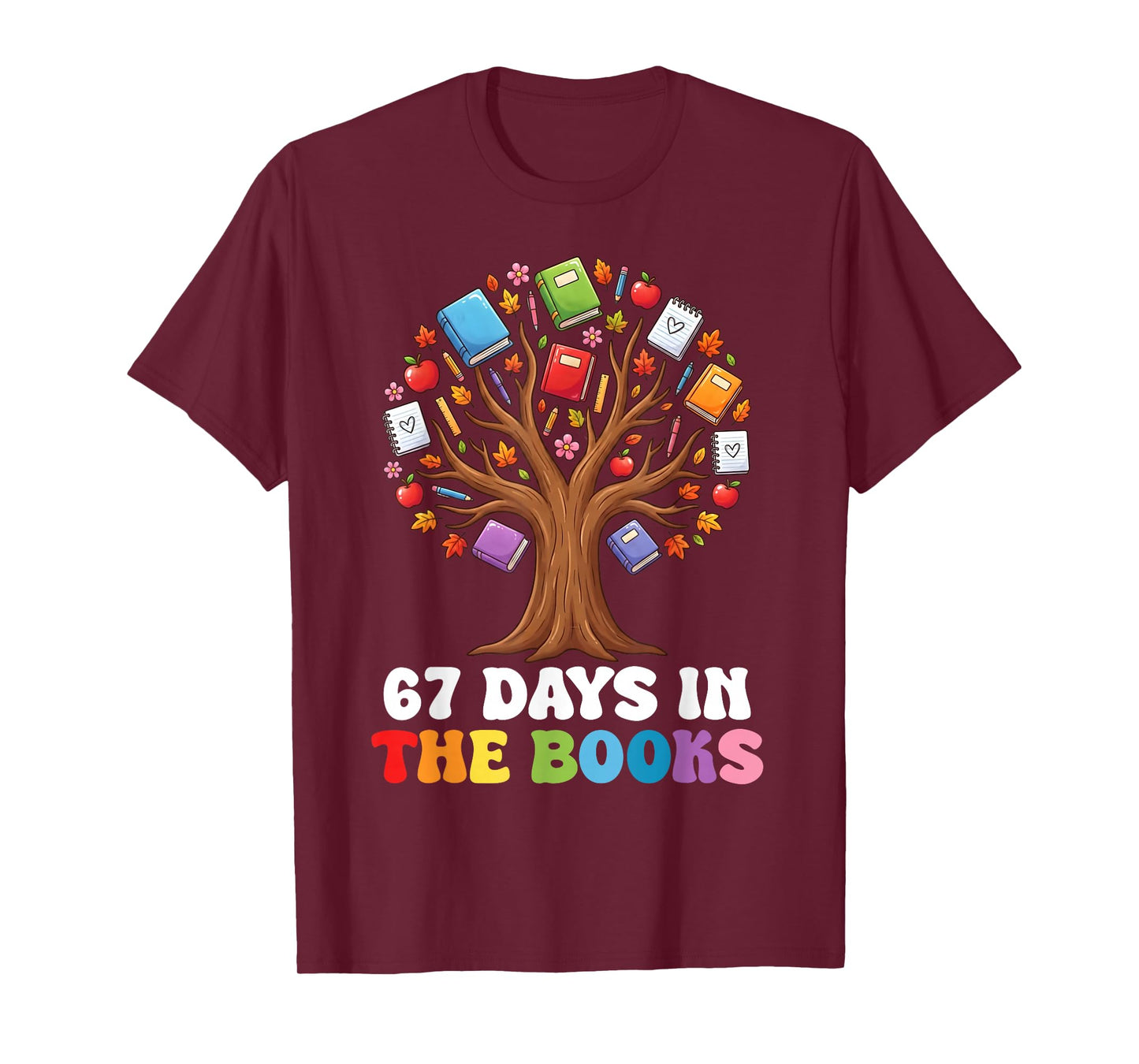 67 Days in The Books Reading Teacher 67th Day of School Kids T-Shirt