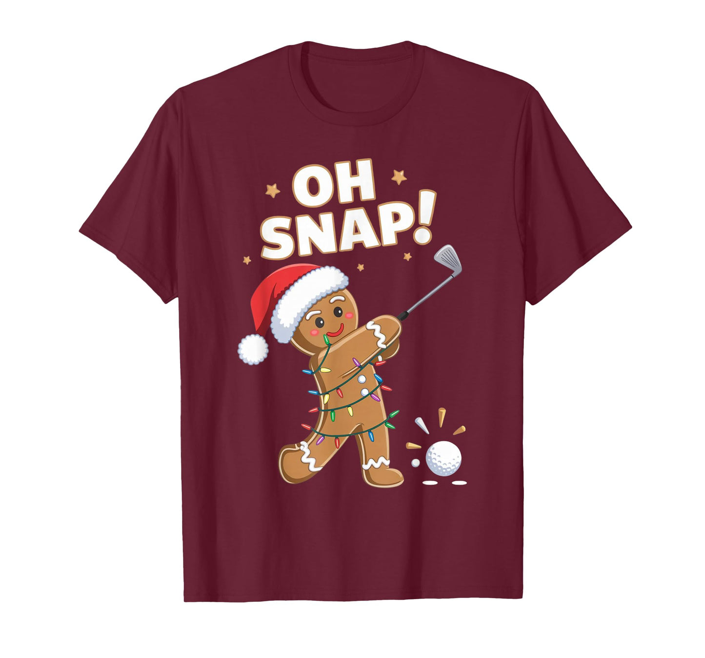 Funny Oh Snap Gingerbread Golf Christmas Holiday Art T-Shirt