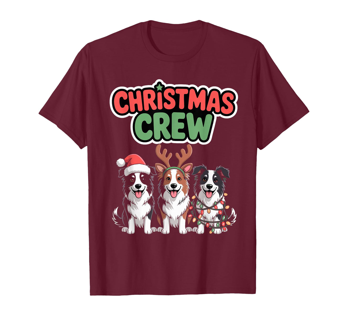 Christmas Crew Xmas Puppy Dog Funny Christmas Border Collie T-Shirt