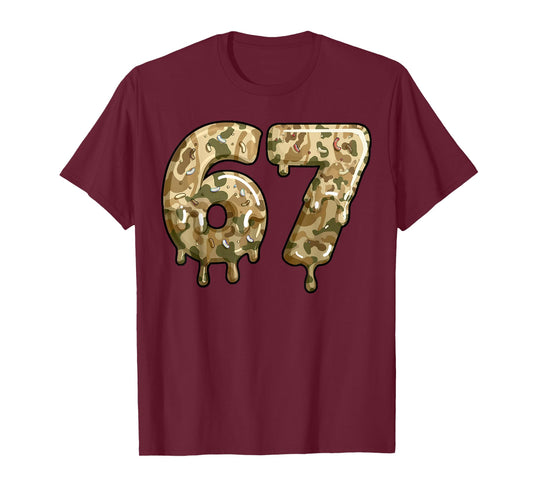 Funny 67 Camo Drip Meme Six Seven Alpha Slang T-Shirt