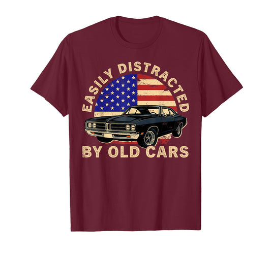 Easily Distracted by Old Cars Classic Father's Day Mens T-Shirt