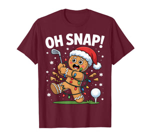 Oh Snap Gingerbreadman Golfer Golf Christmas Golfing T-Shirt