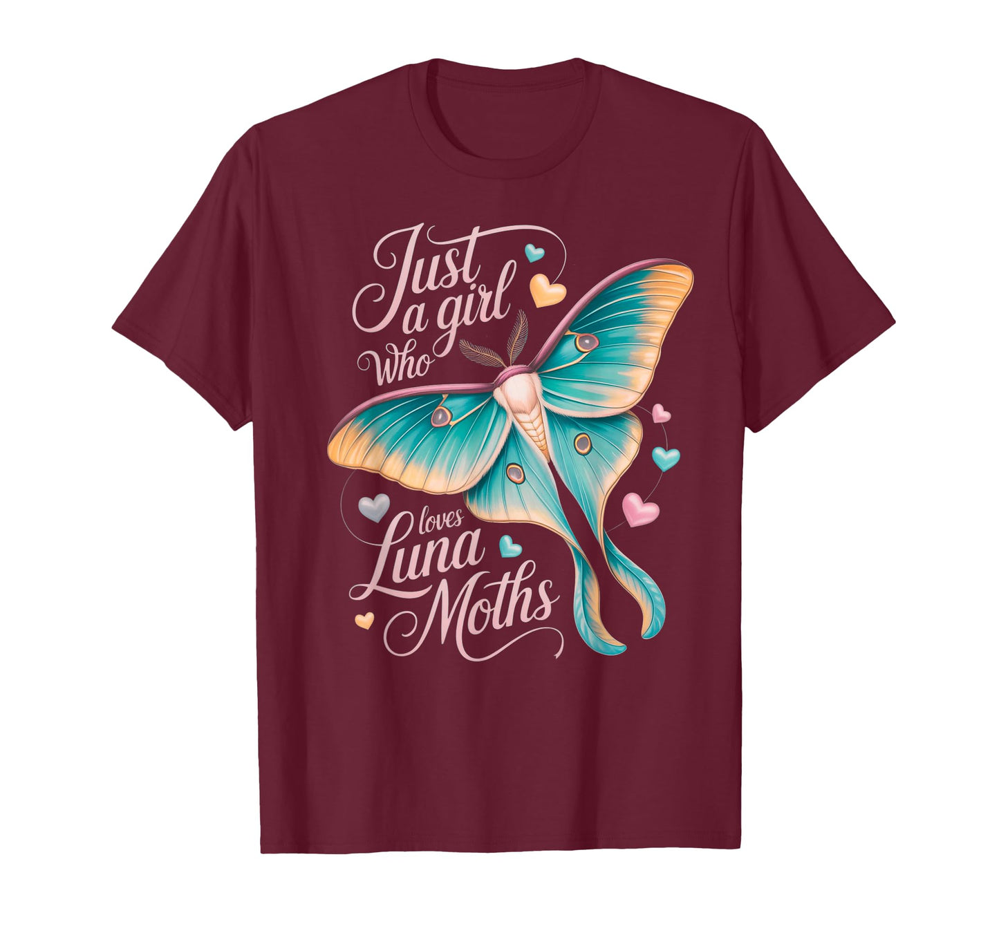 Just A Girl Who Loves Luna Moths Cute Pastel Moth Girl T-Shirt