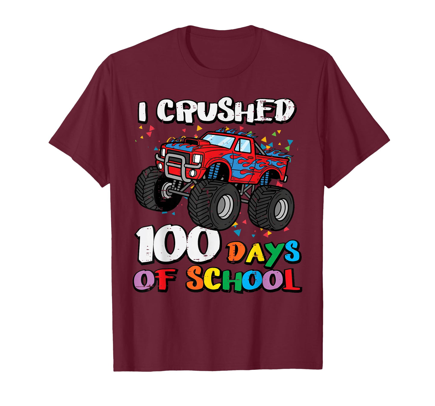 100 Days of School Monster Truck 100th Day Toddler Boys Kids T-Shirt