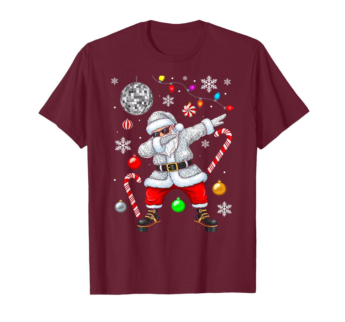 Dabbing Santa Christmas Disco Retro 70s 80s Vibes Hippie T-Shirt