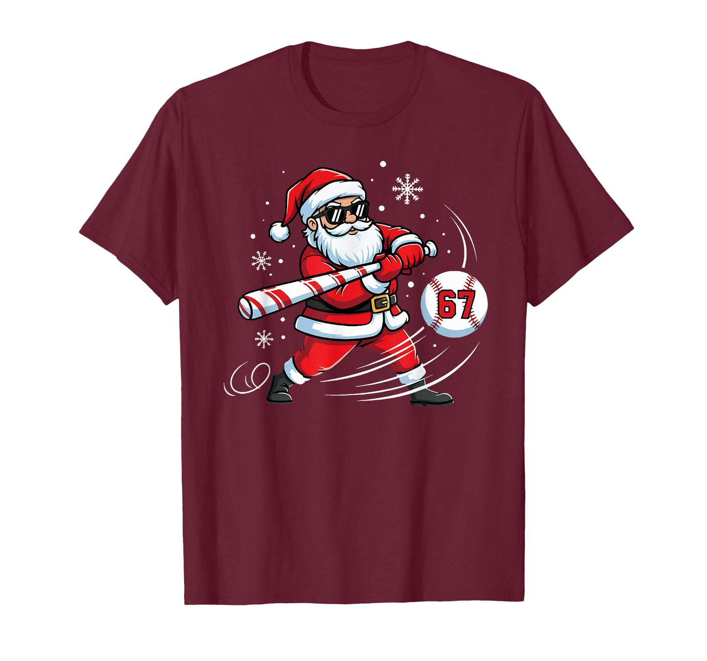 Baseball Santa 67 Funny Meme Christmas Six Seven Mens Boys T-Shirt