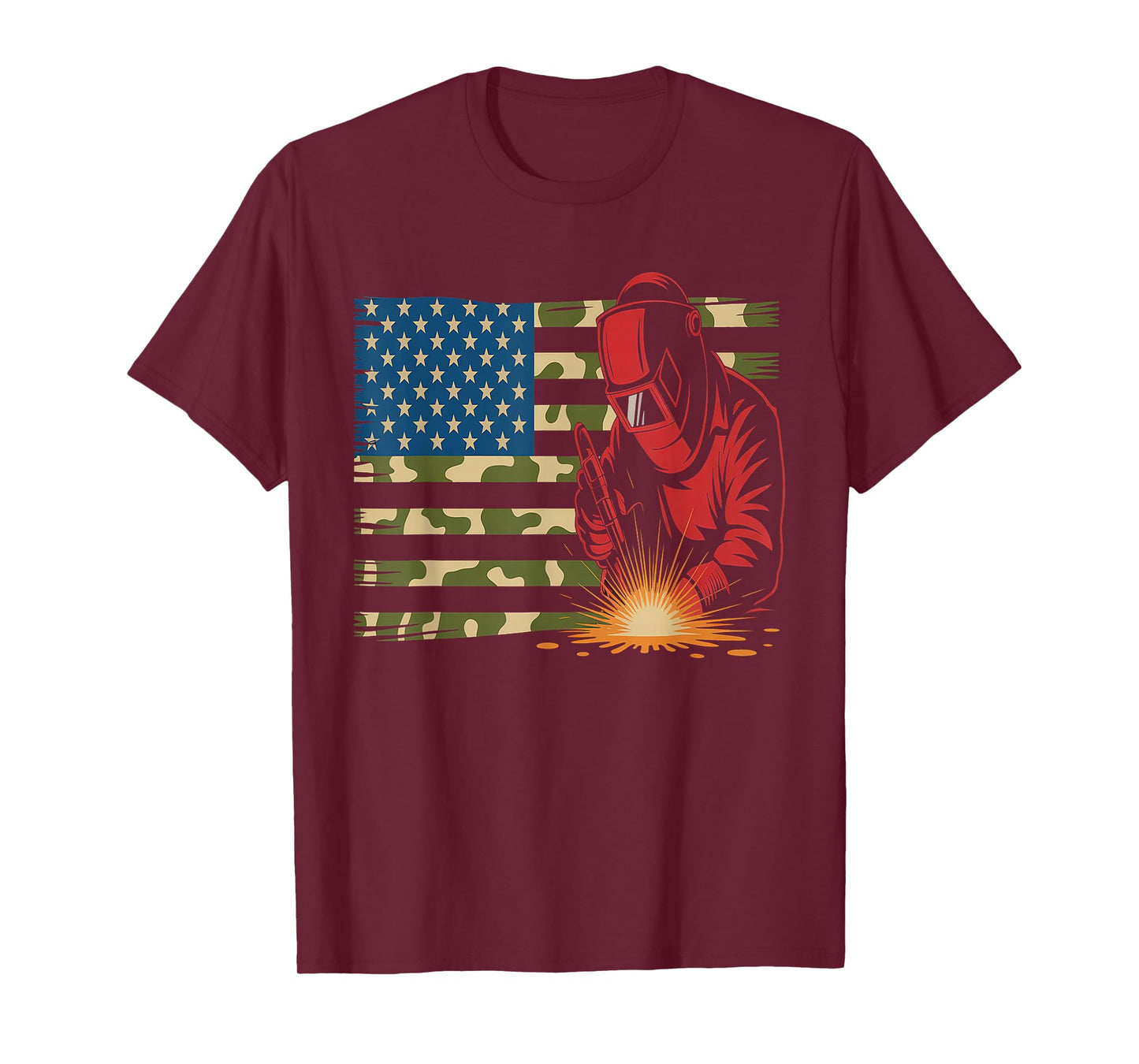 Welder Camo USA Flag T-Shirt - Patriotic Welding T-Shirt