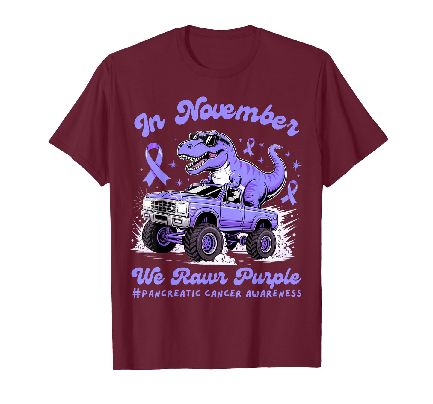 Pancreatic Cancer Support Squad T-Rex Dino Kids Boys Toddler T-Shirt