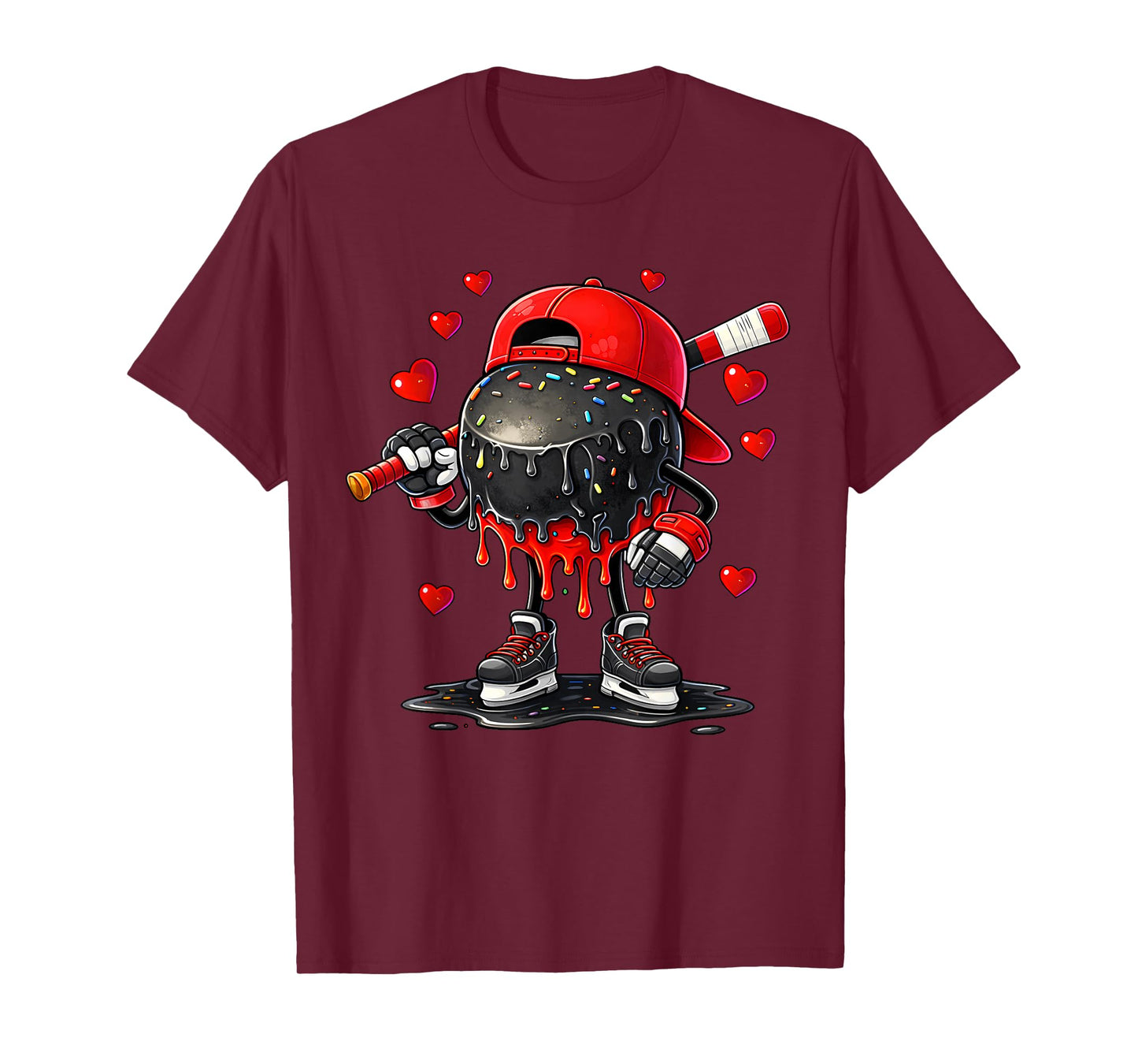Valentine Hockey Heart Drip Sport Love Valentines Day Boys T-Shirt