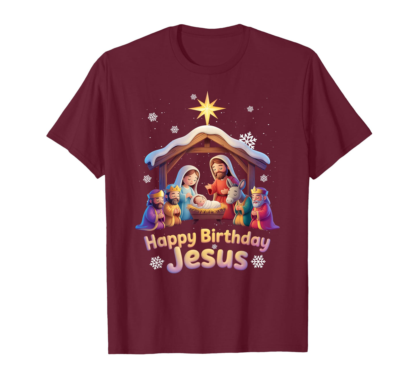 Jesus Christ Nativity Scene Story Christmas Happy Birthday T-Shirt