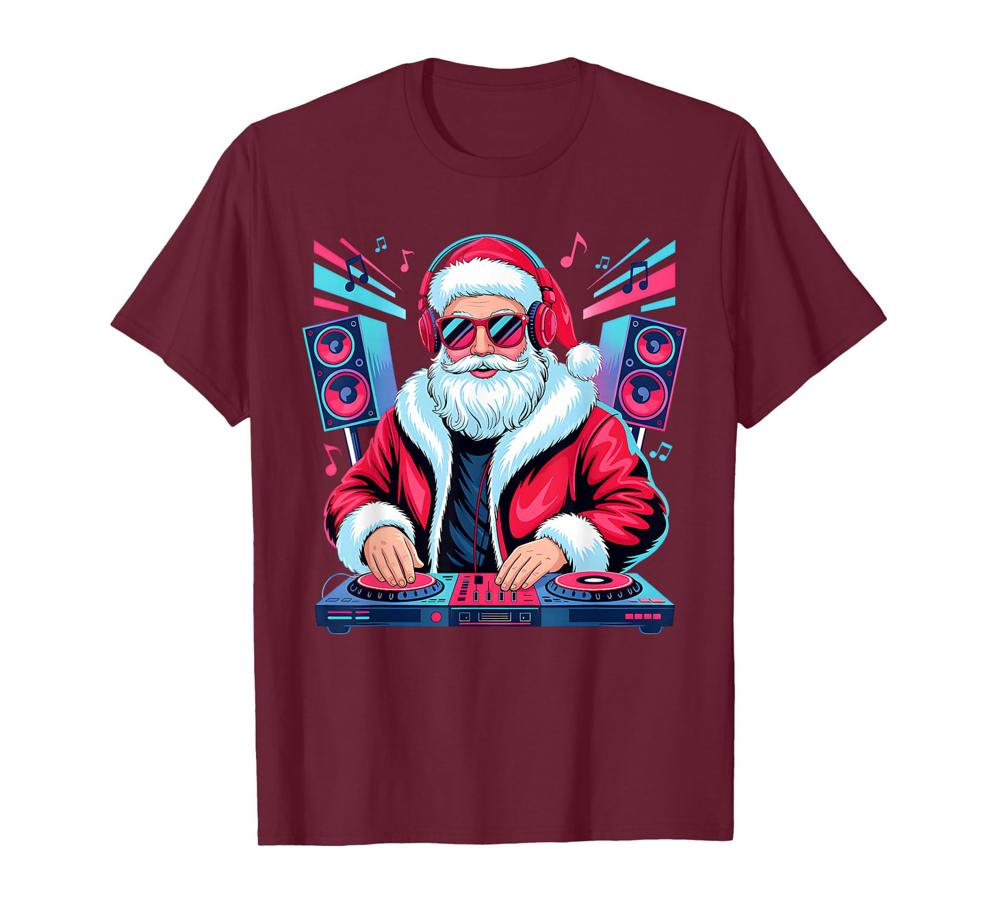 Christmas Santa DJ Turntable Music Lover Funny Xmas Pajamas T-Shirt