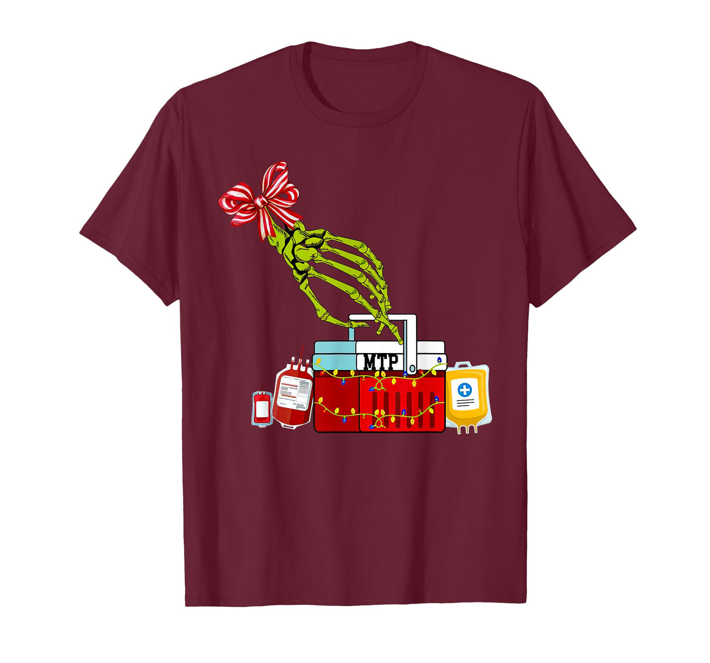Bloodbank Skeleton Christmas Laboratory Transfusion Nurse T-Shirt