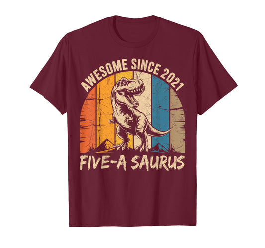 5 Year Old Dinosaur 5th Birthday Five Saurus Boys Kids T-Shirt