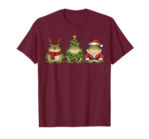 Retro Christmas Desert Rain Frog Santa Reindeer T-Shirt