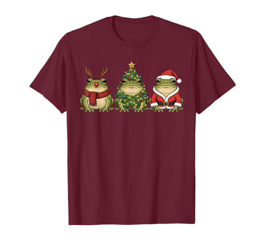 Retro Christmas Desert Rain Frog Santa Reindeer T-Shirt