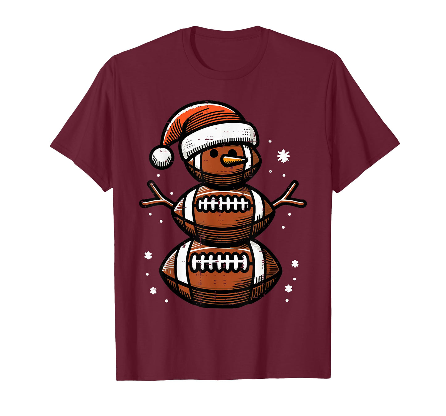 Christmas American Football Snowman Xmas Sport Boys Kids Men T-Shirt
