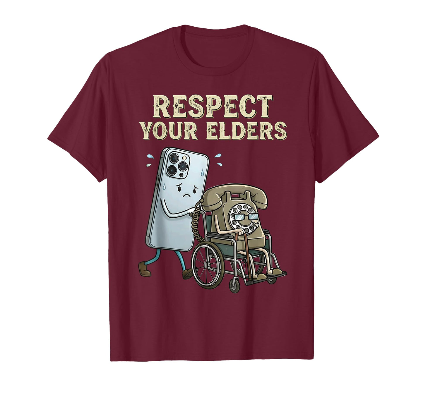 Respect Your Elders Retro Smartphone Technology Humor T-Shirt
