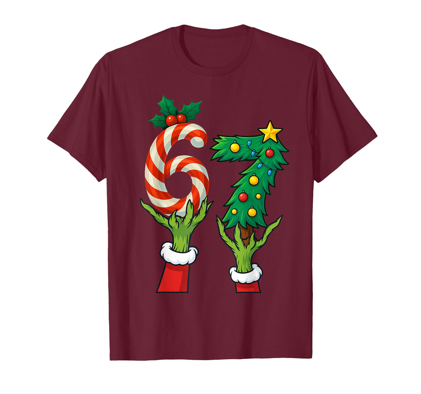 67 Christmas 6 7 Meme Hands Holiday Gen Alpha for Kids Youth T-Shirt