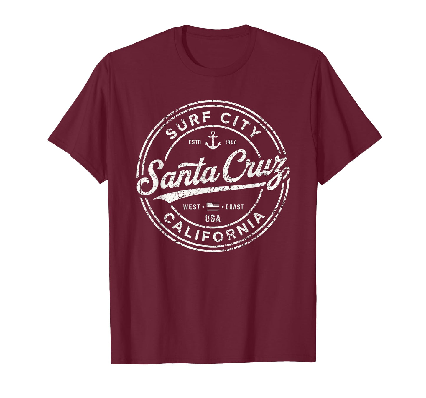 Vintage Santa Cruz Surf City California West Coast. Retro T-Shirt